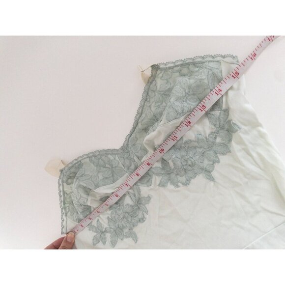 Vintage Charmode Sears Mint Green Lace Trim Nightgown With Floral Appliqué & Adj - Picture 9 of 11